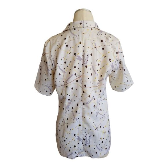 Vintage 70's Short Sleeve Handmade Polyester Blouse w/ Fancy Buttons siz… - Picture 4 of 4
